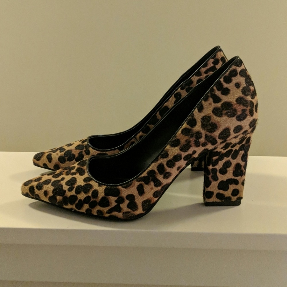 Nine west faux fur cheetah heels